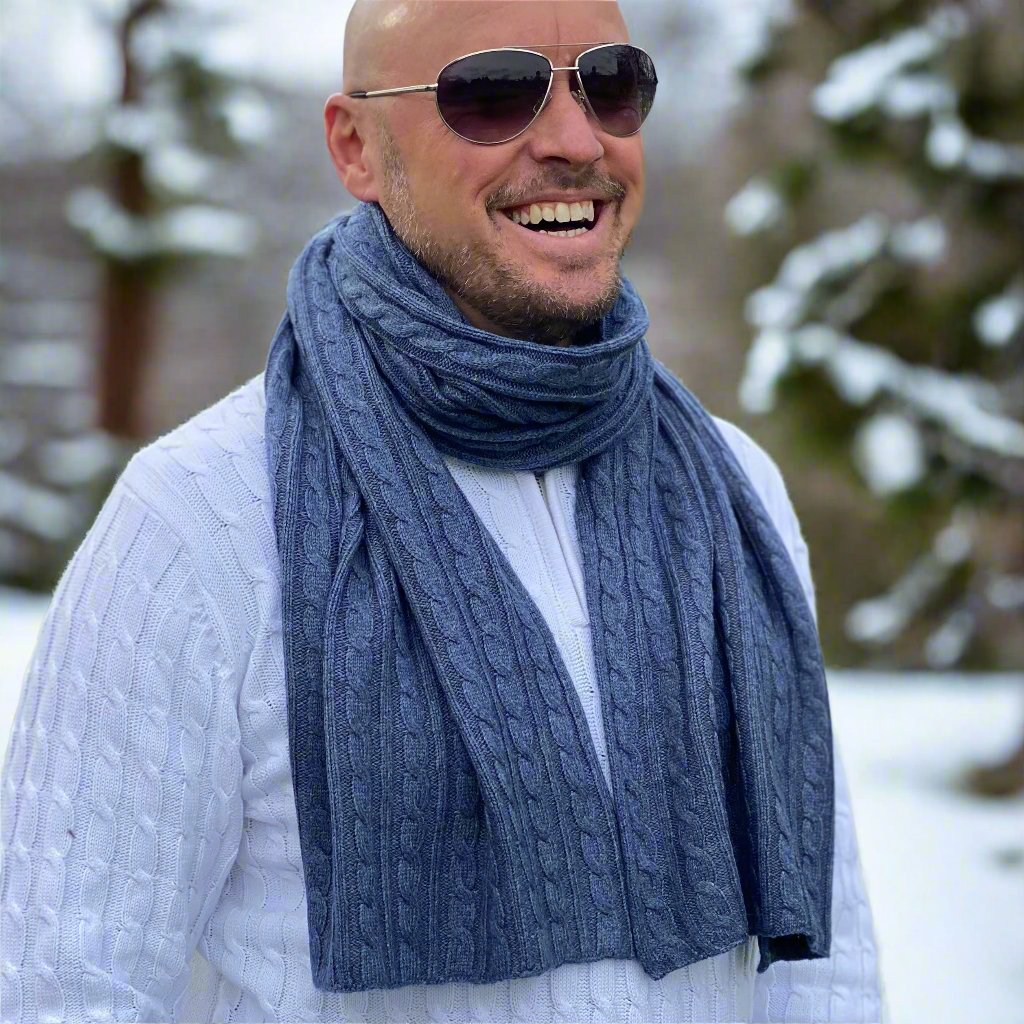 Cool Blue Men's Cashmere Scarf