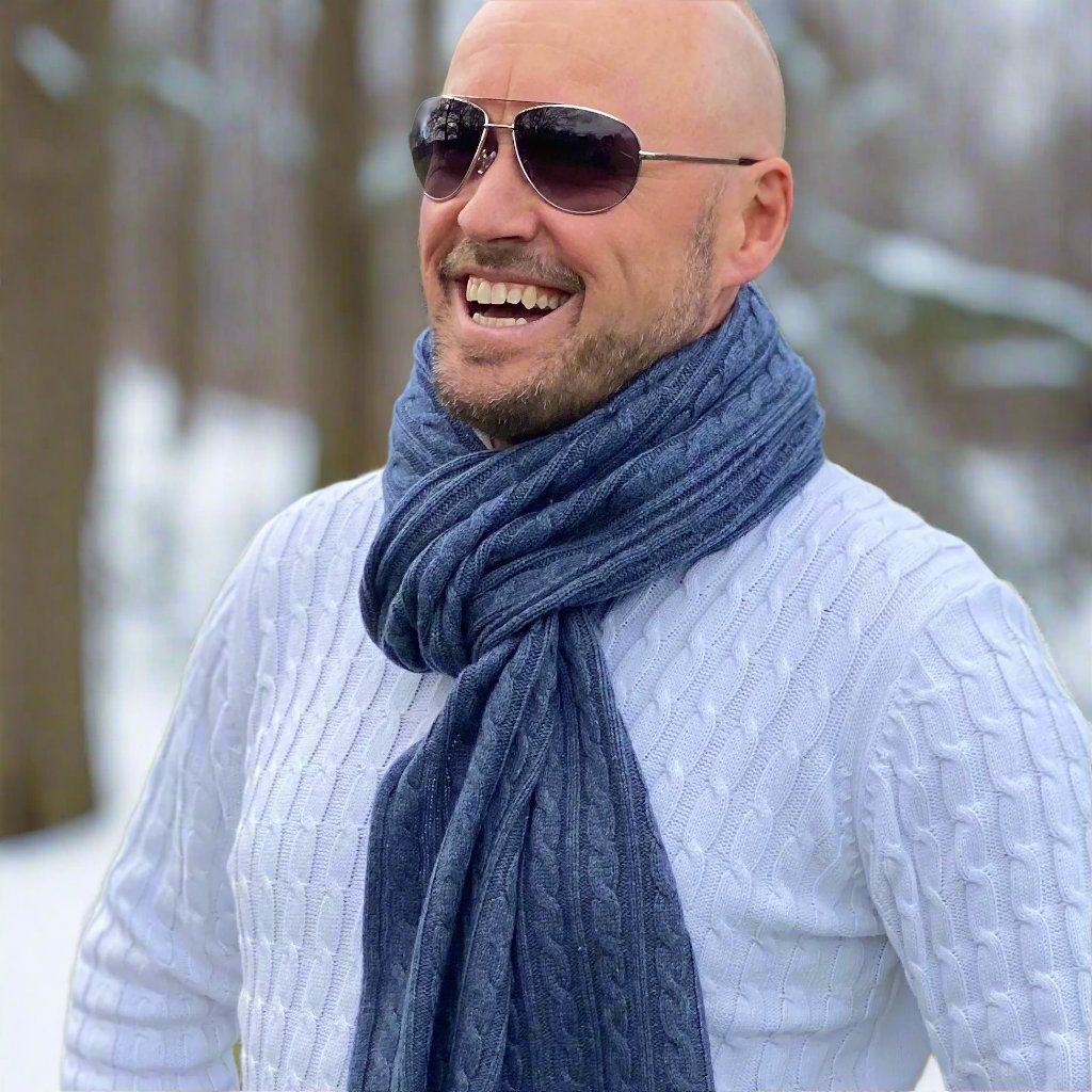 Cool Blue Men's Cashmere Scarf