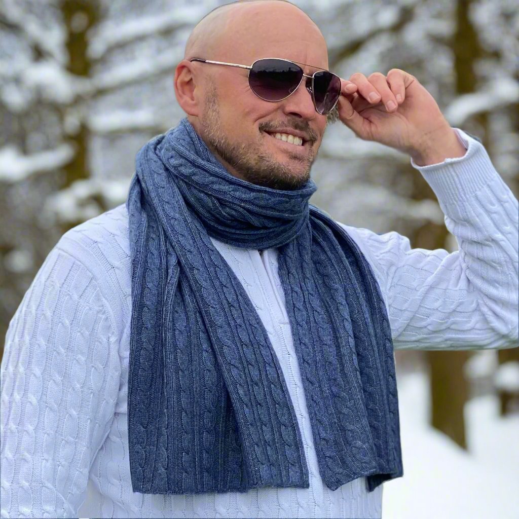 Cool Blue Men's Cashmere Scarf