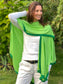 Limited Edition: Apple Green & Rainforest Trim Luxury Cashmere Cape